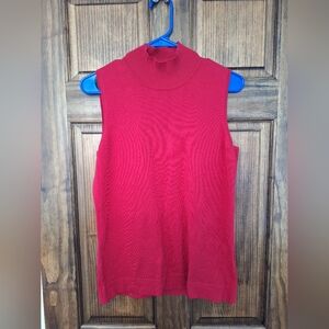 August Silk Red Sleeveless Mock Neck Top Size M